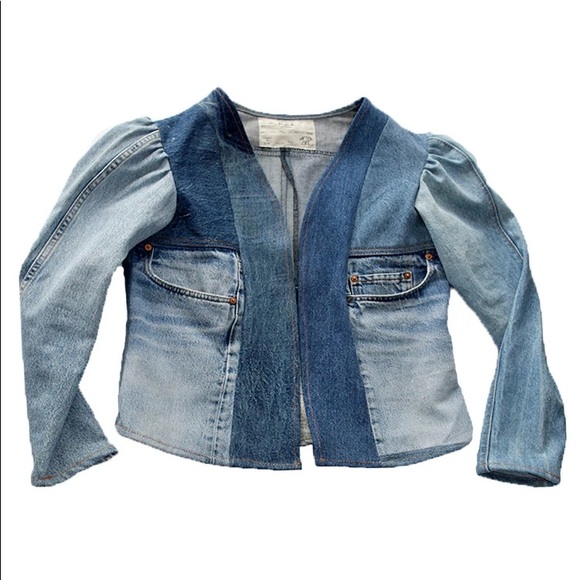 After Life one of a kind handmade patchwork denim jacket small - Picture 1 of 14